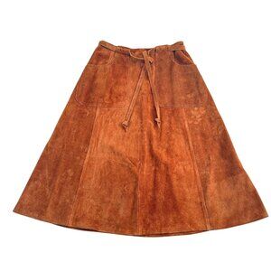 Julian Vard Women's A-Line Skirt 10 Rust Suede Leather Vintage Made in Ireland
